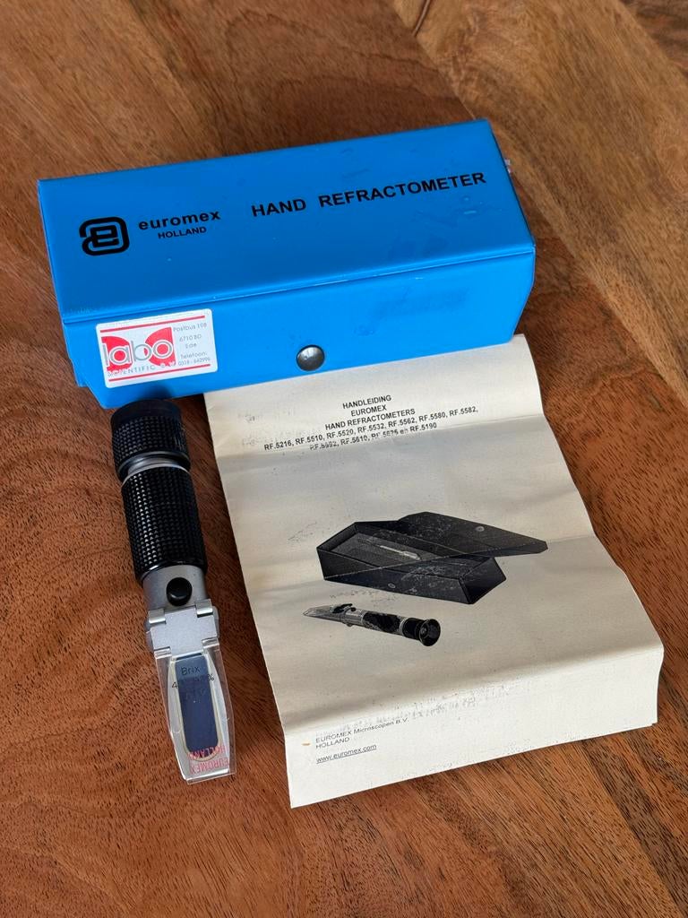 Euromex Hand Refractometer Brix 40-82%, Ophalen of Verzenden, Gebruikt, Overige meters