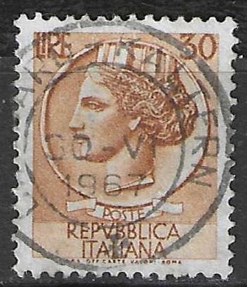 Italie 1968/1972 - Yvert 1000 - Munt van Syracuse (ST), Postzegels en Munten, Verzenden, Gestempeld
