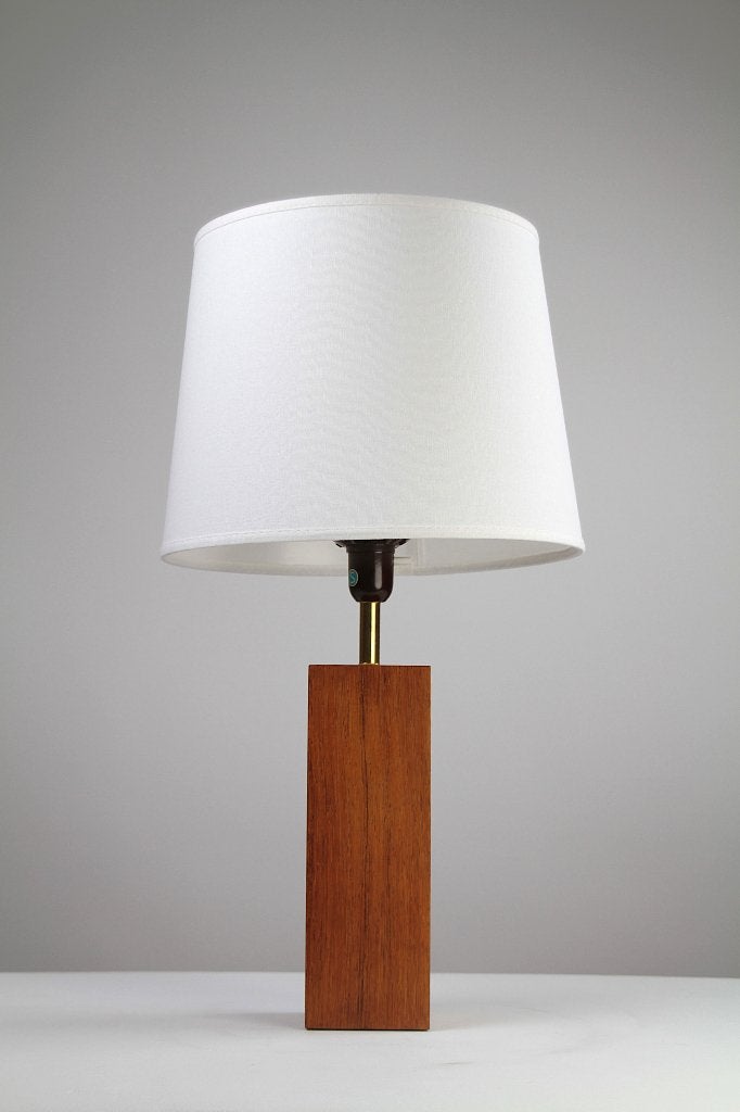 Minimalistische tafellamp - teak & messing - Zweden, 1960s, 57 cm, Scandinavisch, Overige merken, Hout