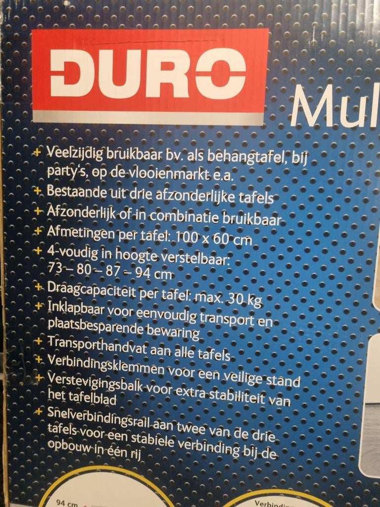Duro Multifunctionele Tafel Set (3 stuks) - Nieuw, Ophalen, 100 tot 150 cm, Nieuw, 50 tot 100 cm