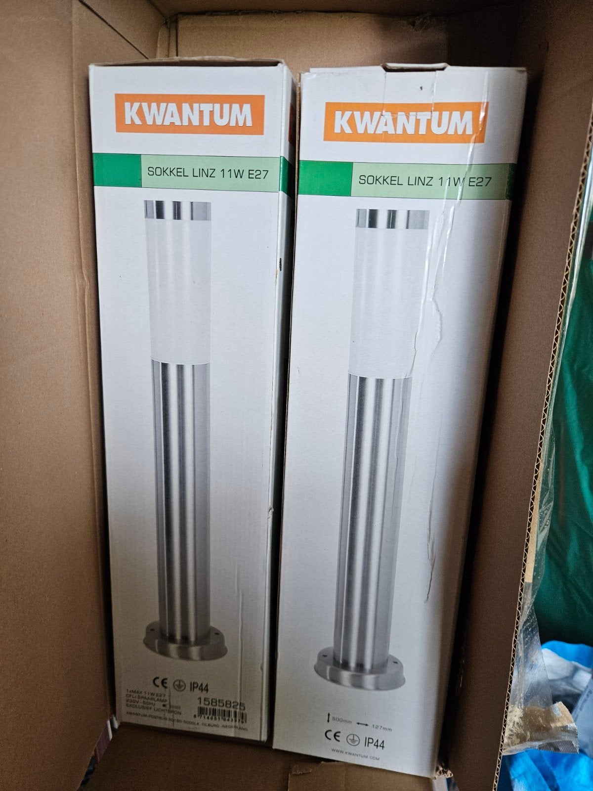 Kwantum Sokkel Linz 11W E27 Buitenlamp (2 stuks), Tuin en Terras, Buitenverlichting, Staal, Minder dan 50 watt, Overige typen