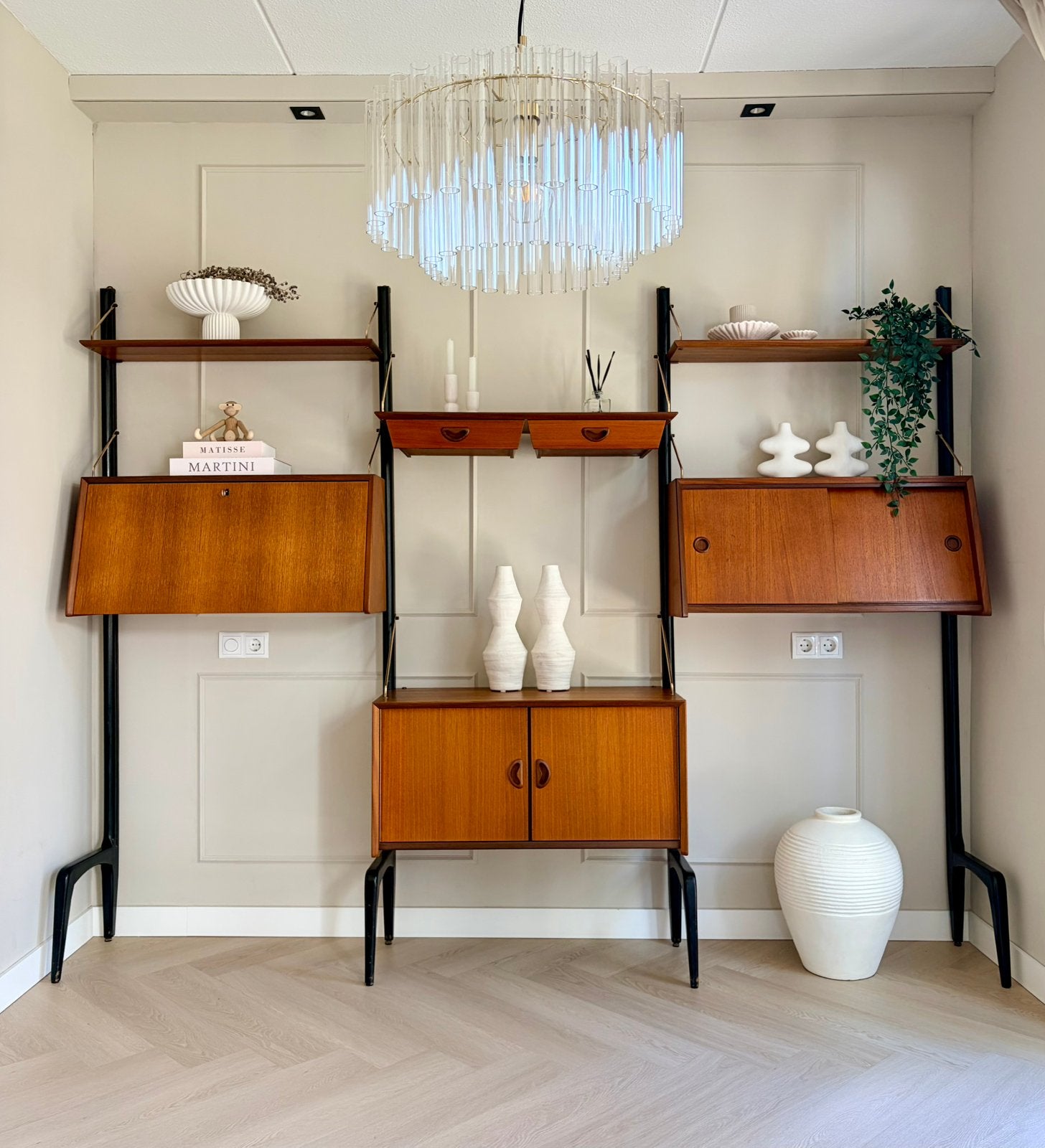 ️♥️ Vintage wandmeubel Teeffelen design kast teak jaren ‘60, Ophalen, 200 cm of meer, Teakhout, Zo goed als nieuw