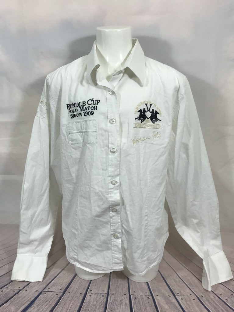 La Martina witte blouse overhemd maat S 152/158 (3C8), Tweedehands verkoop, Tweedehands verkoop, Gebruikt, Overhemd of Blouse