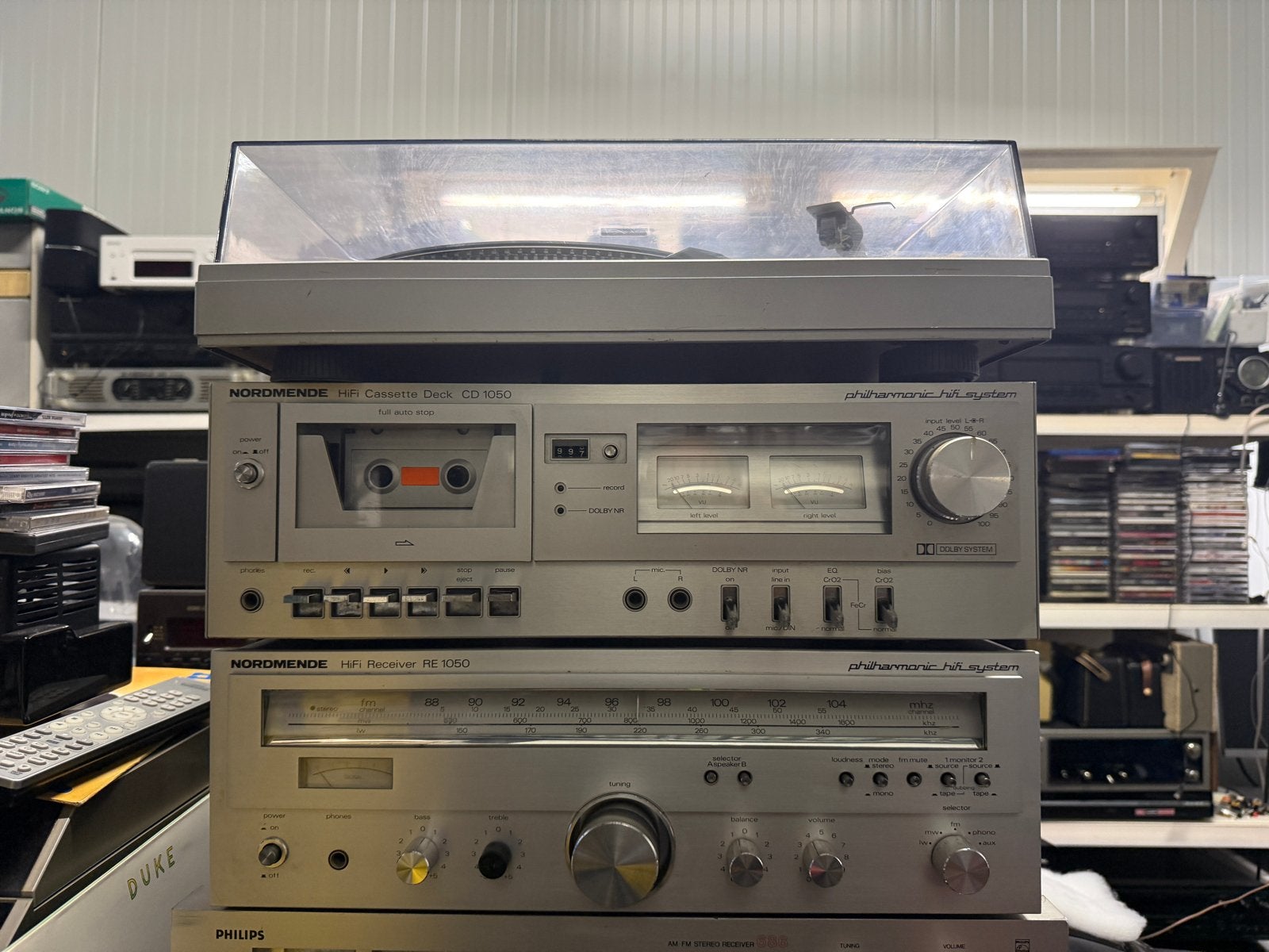 Vintage Nordmende Stereo Set: Receiver, Cassettedeck, Platen, Gebruikt, Cassettedeck, Nordmende, Losse componenten