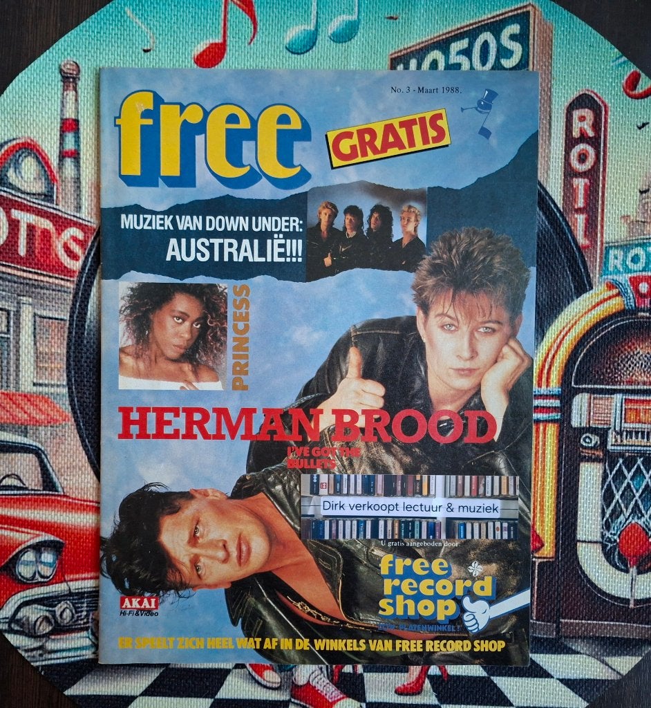 Free nr 3, 1988; Herman Brood, Robert Plant, Robert Long, Verzamelen, Ophalen of Verzenden, Zo goed als nieuw, Boek, Tijdschrift of Artikel