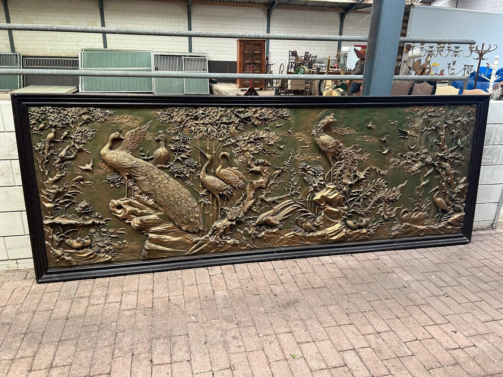 Groot Chinees Paneel met Vogels - 375x135cm, Wanddecoratie, Handgemaakt, China, Meerkleurig