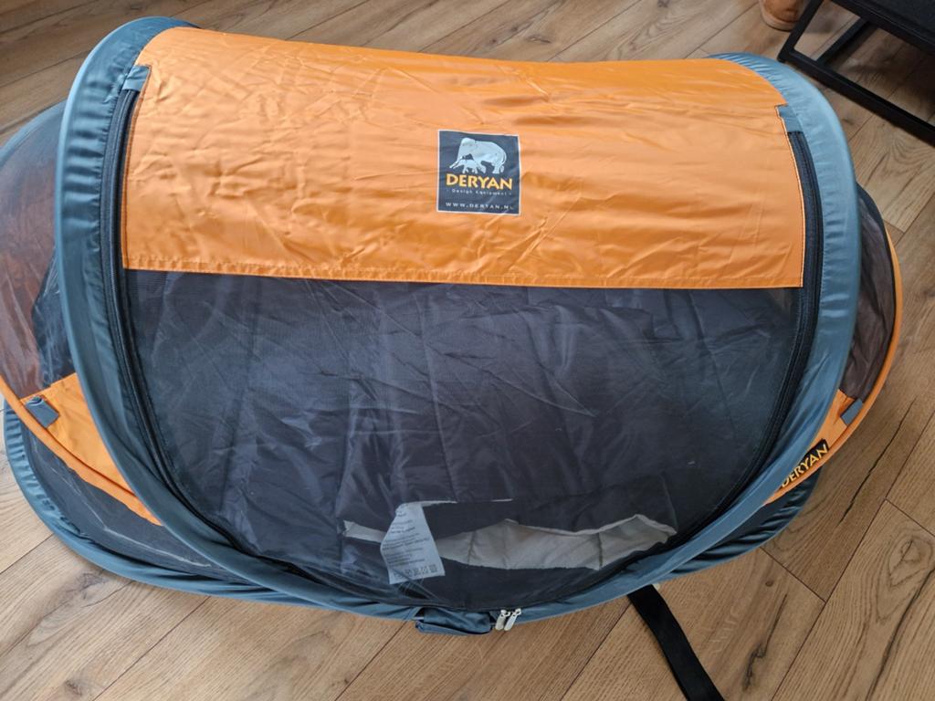 Deryan Peuter Luxe Reisbedje - Oranje/Grijs, Ophalen of Verzenden, Zo goed als nieuw, Reisbedje