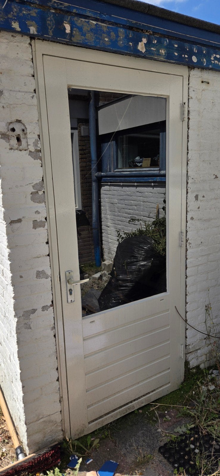Enkele glazen deur - Buitendeur met glas, Ophalen, Gebruikt, 80 tot 100 cm, Buitendeur