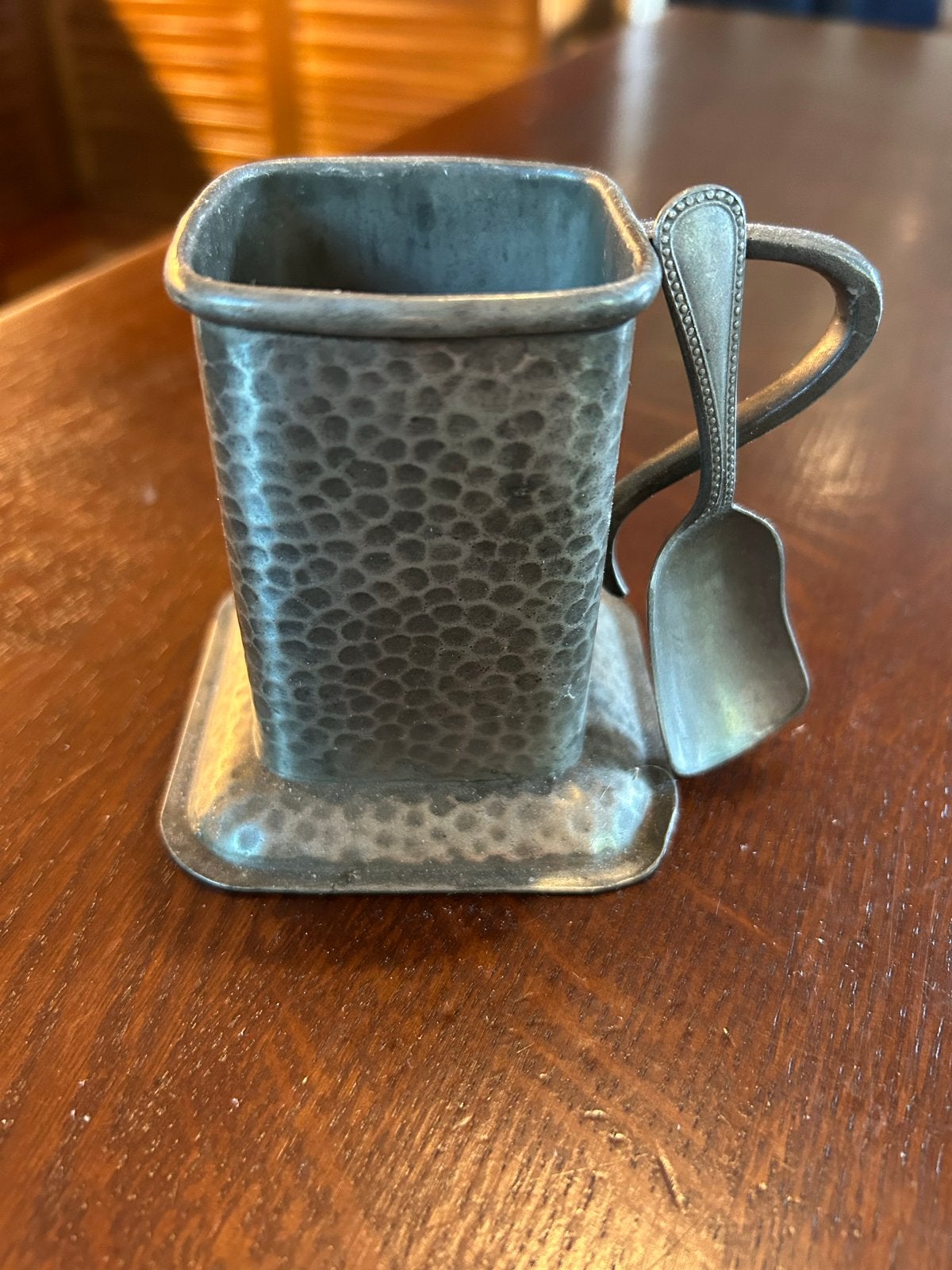 Vintage tinnen zoutvat met lepel, Ophalen