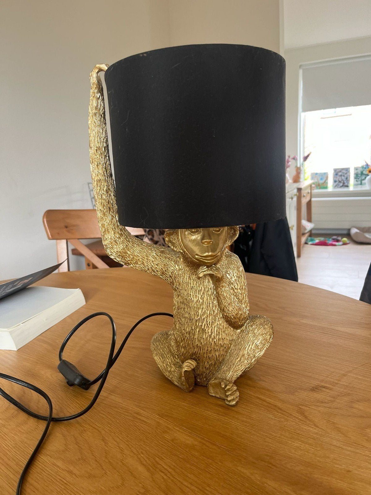 Aap lamp goud, Huis en Inrichting, Lampen | Tafellampen, Ophalen, Zo goed als nieuw, Kunststof, Minder dan 50 cm