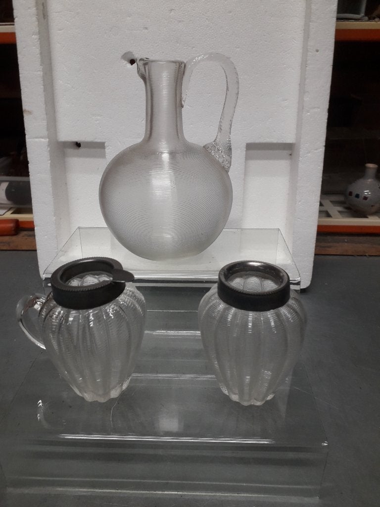 3 ANTIEKE FRIESE DRAADGLAS VOORWERPEN I.G.STAAT voor 15 E, Antiek en Kunst, Ophalen of Verzenden