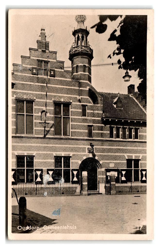 Ouddorp, Gemeentehuis, Verzenden, 1940 tot 1960, Gelopen, Zuid-Holland