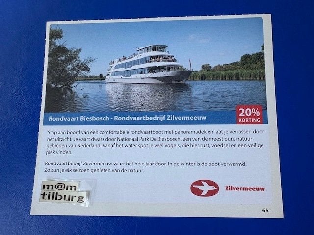 Rondvaart Biesbosch 20% korting tot 1-7-2027, Drie personen of meer, Kortingsbon, Overige typen