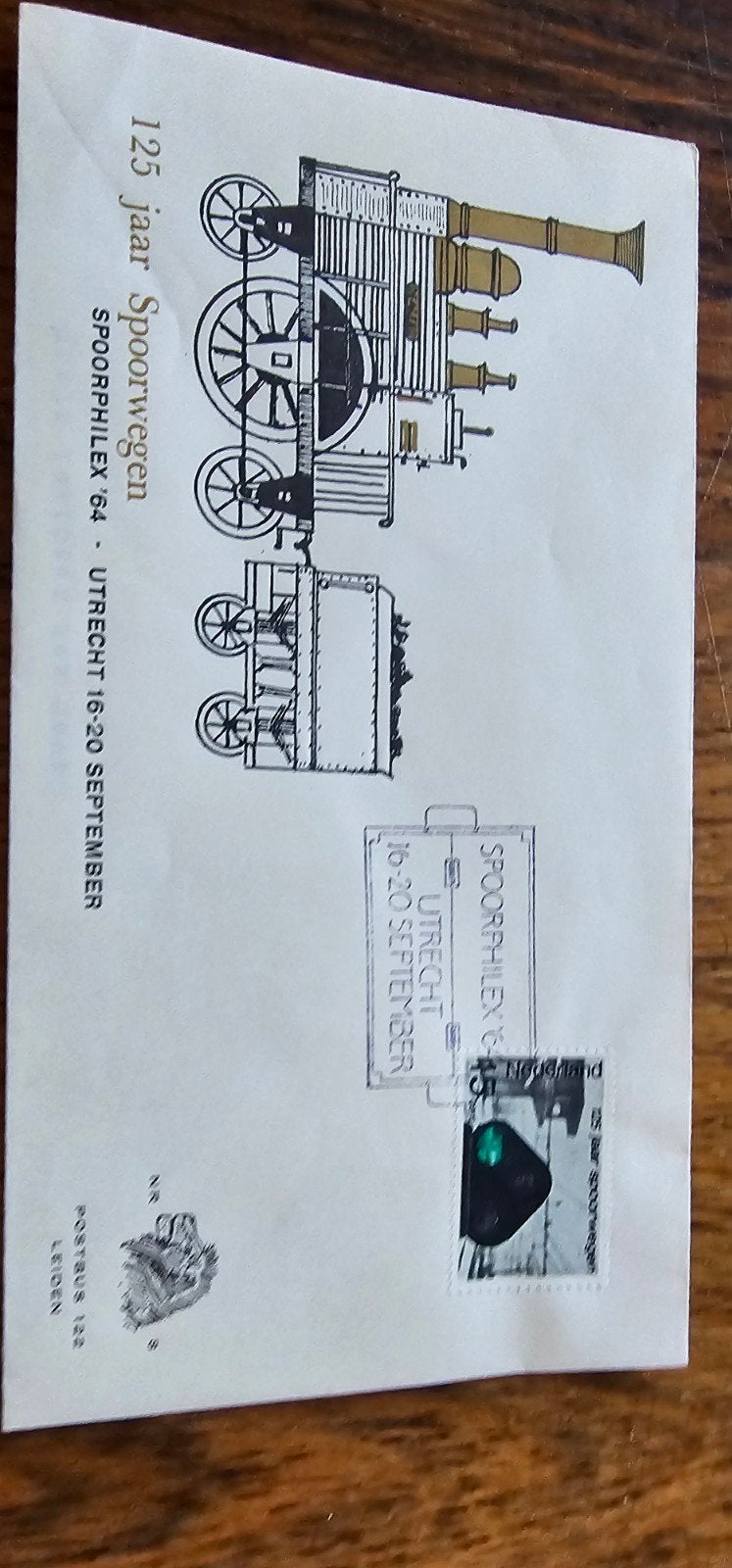 Envelop 125 jaar Spoorwegen - Spoorphilex '64 Utrecht, Verzamelen, Verzenden, Trein, Overige typen