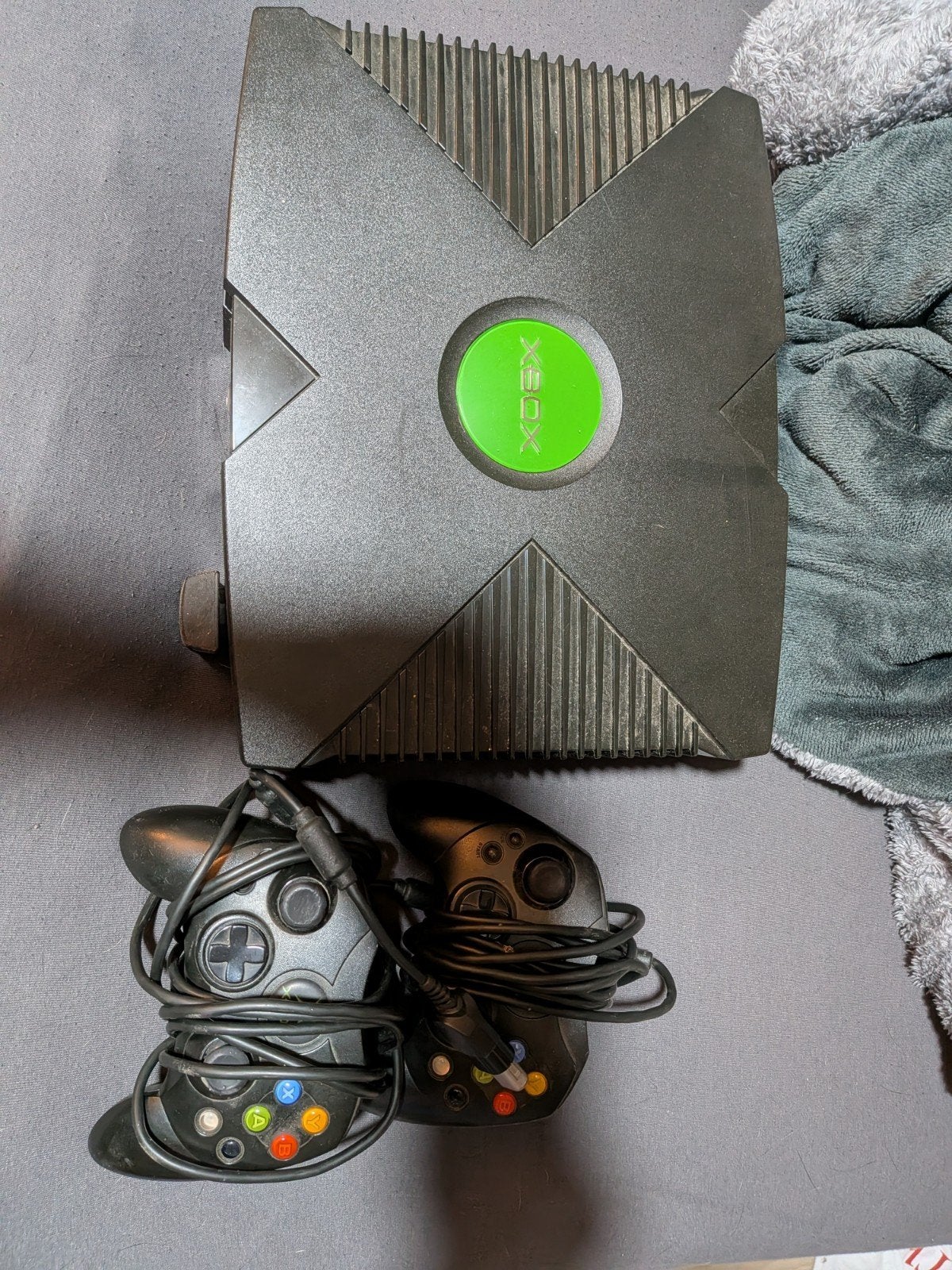 Originele Xbox console met 2 controllers, Spelcomputers en Games, Spelcomputers | Xbox Original, Ophalen, Gebruikt, Met 2 controllers