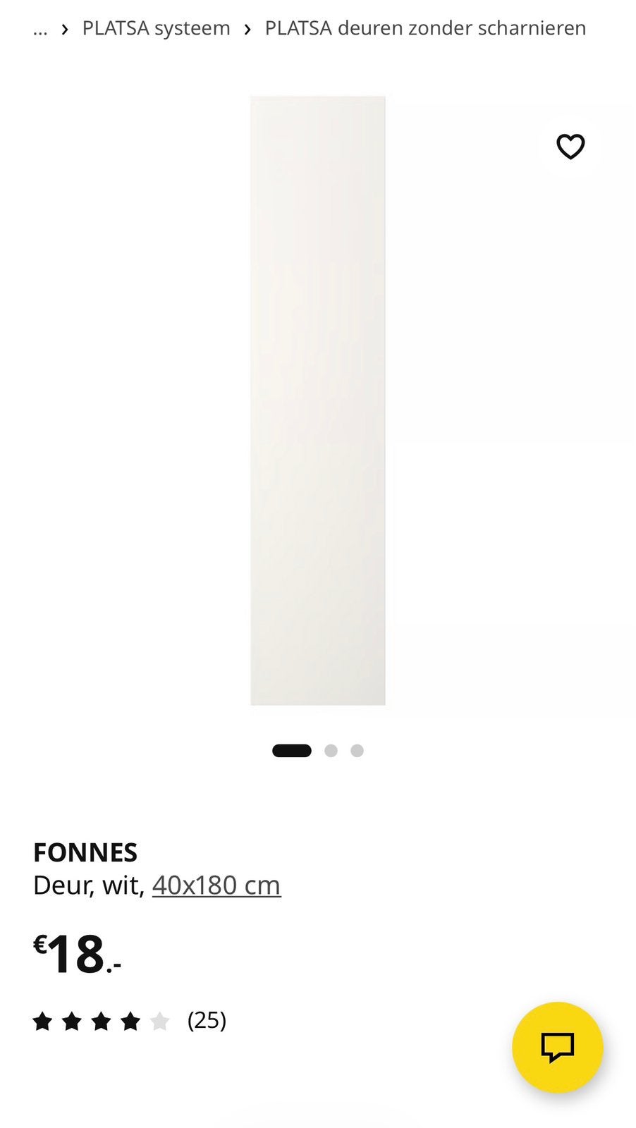 GEZOCHT: 2x Fonnes Platsa deur maat 40 x 180 cm, Ophalen, Zo goed als nieuw, 25 tot 50 cm, 150 tot 200 cm