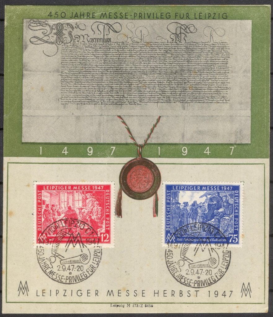 Herdenkingsblad Leipziger Messe 1947, Verzenden, Overige typen