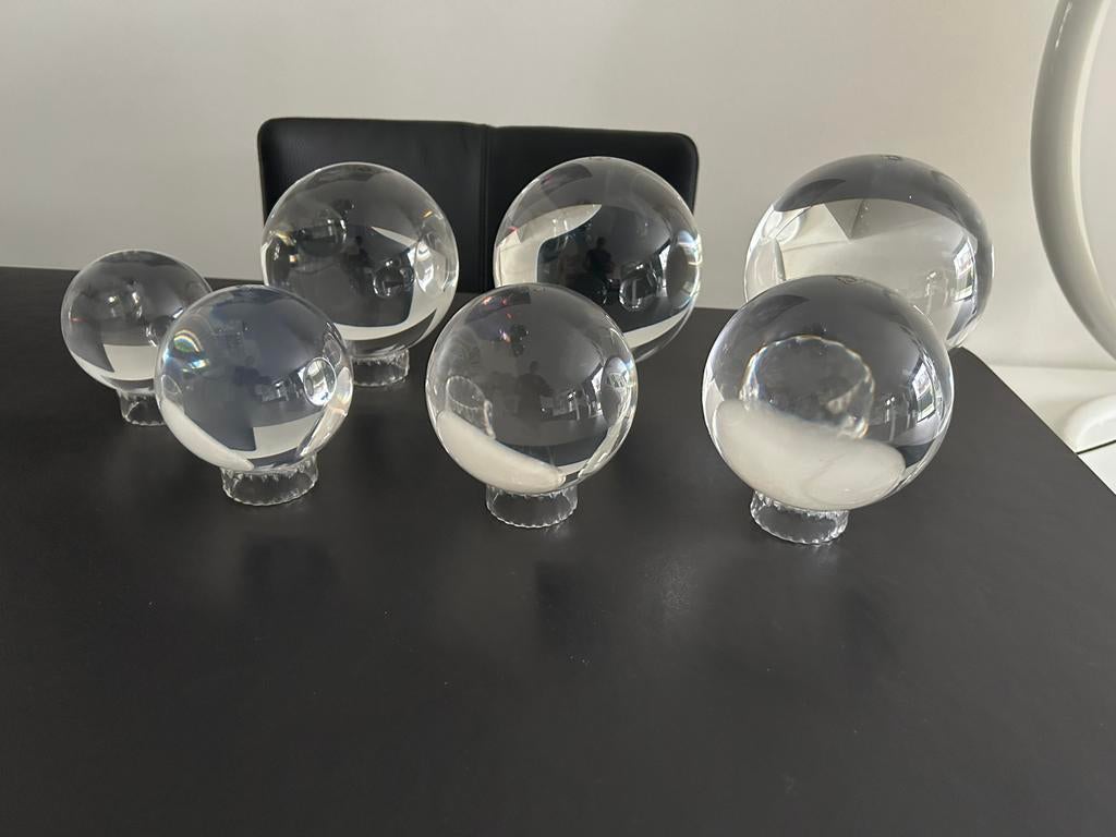 Guzzini jaren 60 plexiglas vintage retro bollen set, Huis en Inrichting, Woonaccessoires | Vazen, Ophalen of Verzenden, Zo goed als nieuw