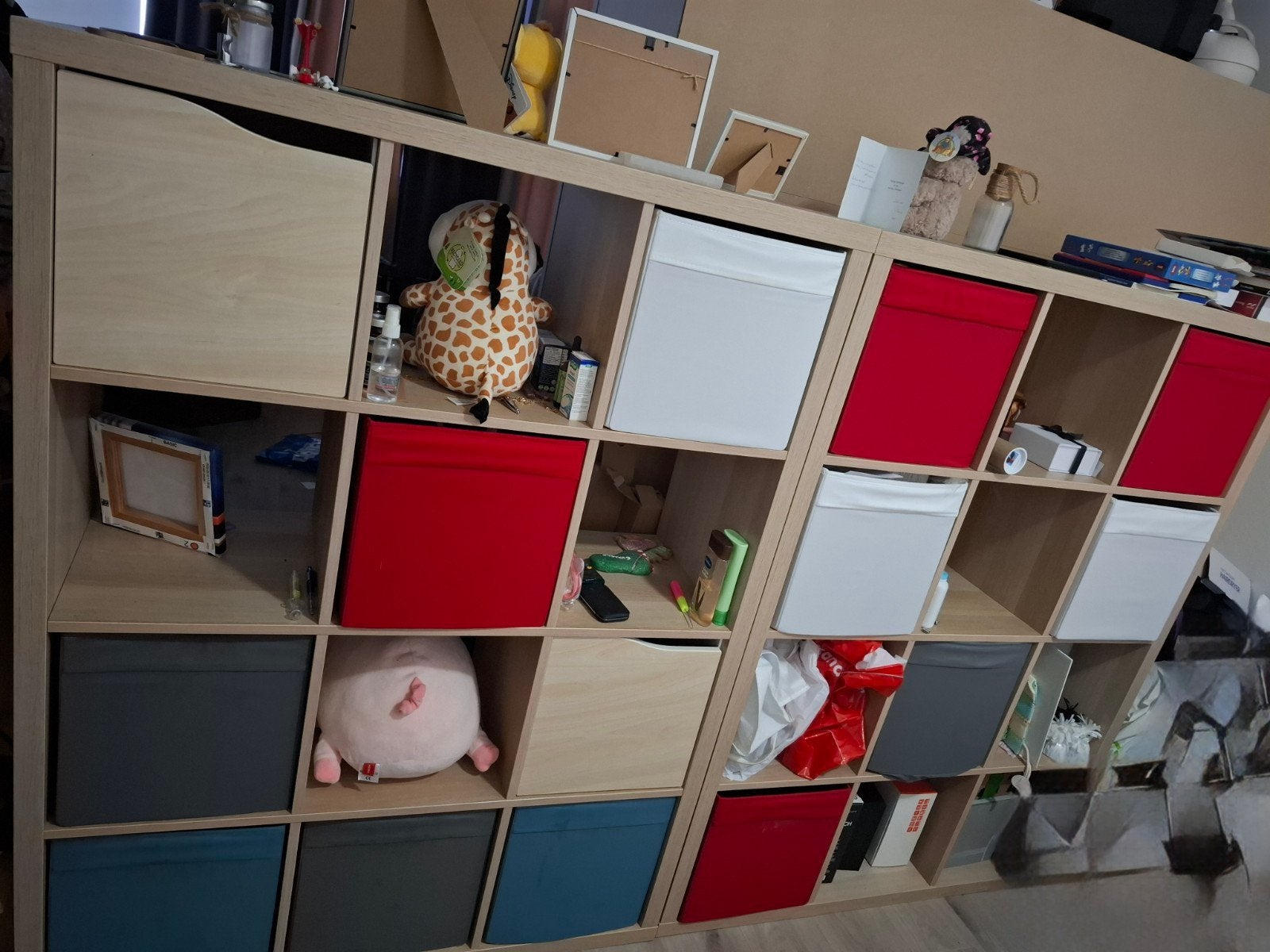IKEA Kallax Kast met Opbergboxen - Gebruikt, Ophalen, Met plank(en), Gebruikt, 100 tot 150 cm