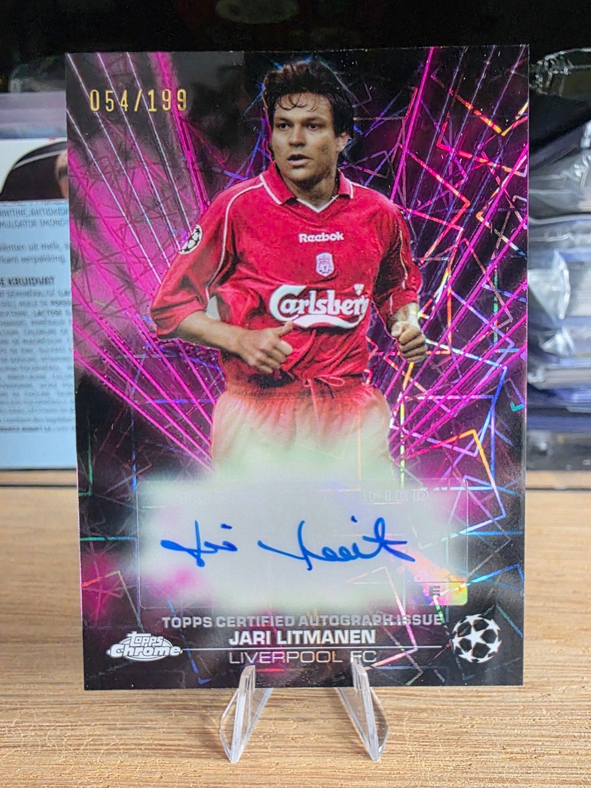 2023-24 Topps Chrome UCC Liverpool Jari Litmanen Auto Black, Ophalen of Verzenden