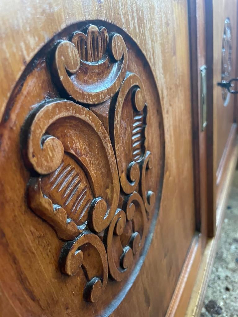 Vintage houten commode met wit marmeren blad, Ophalen, Gebruikt