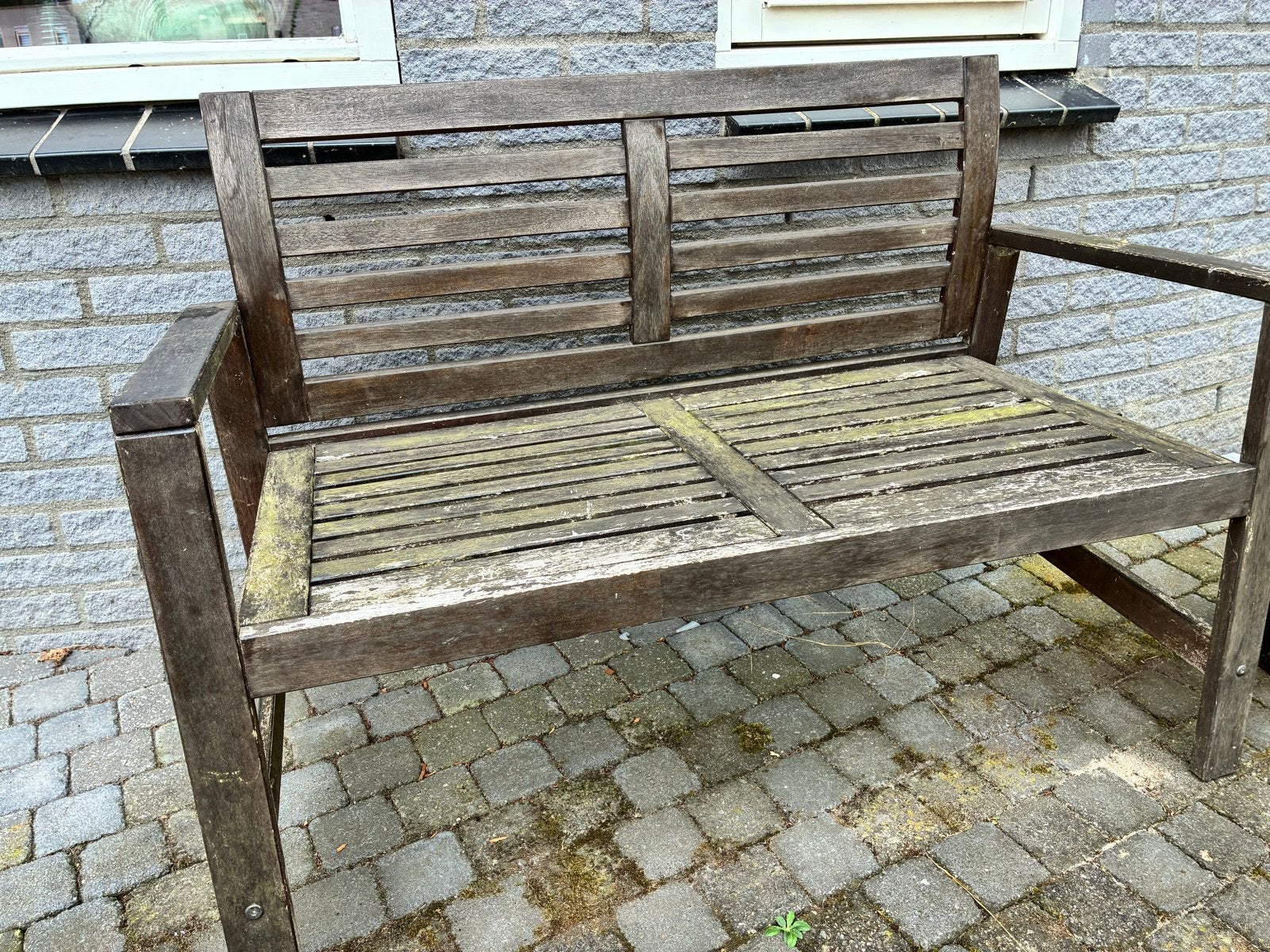 Stevige houten tuinbank, Tuin en Terras, Tuinbanken, Ophalen, Gebruikt, Hout