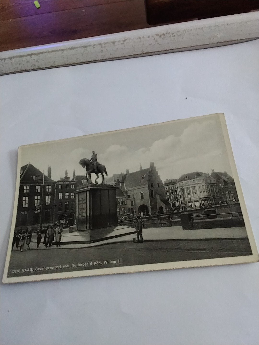 Oude kaart Den Haag Gevangenpoort Ruiterbeeld Willem I, Ophalen of Verzenden, Voor 1920, Gelopen, Zuid-Holland