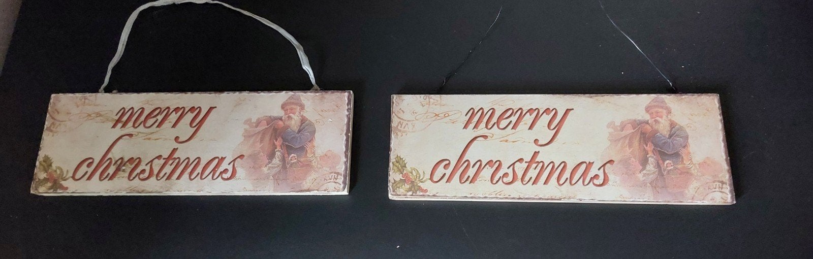 Houten hangborden met Merry Christmas set, Diversen, Kerst, Ophalen, Zo goed als nieuw