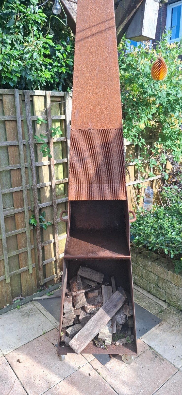 Roestige Vuurzuil / Vuurkorf voor Tuin, Ophalen of Verzenden, Gebruikt, Vuurkorf