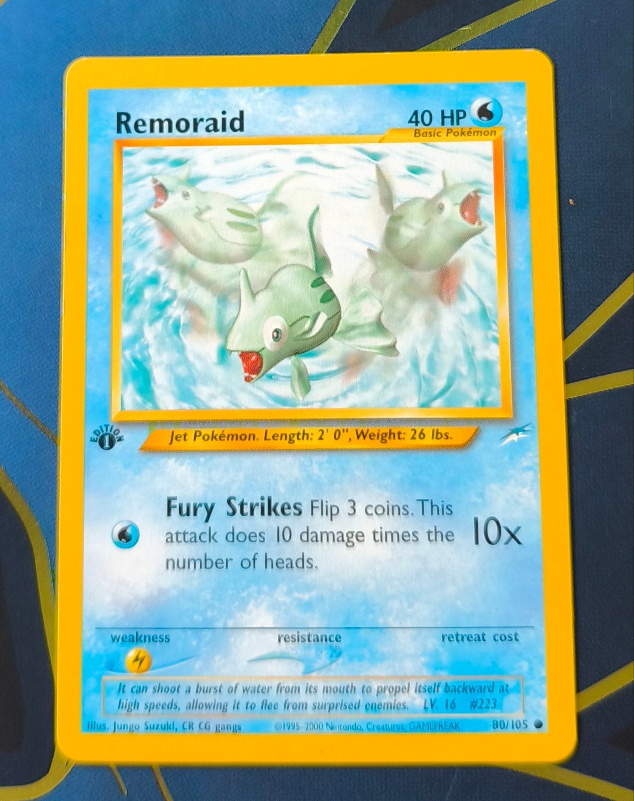 Remoraid First Edition Pokémon Kaart - Neo Revelation 80/105, Ophalen of Verzenden, Zo goed als nieuw, Losse kaart