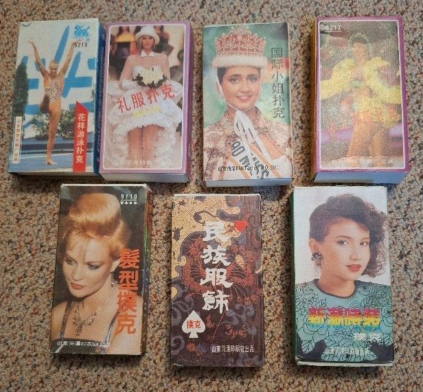 7 complete Chinese speelkaartspellen met originele jokers, Verzamelen, Ophalen of Verzenden, Zo goed als nieuw, Speelkaart(en)