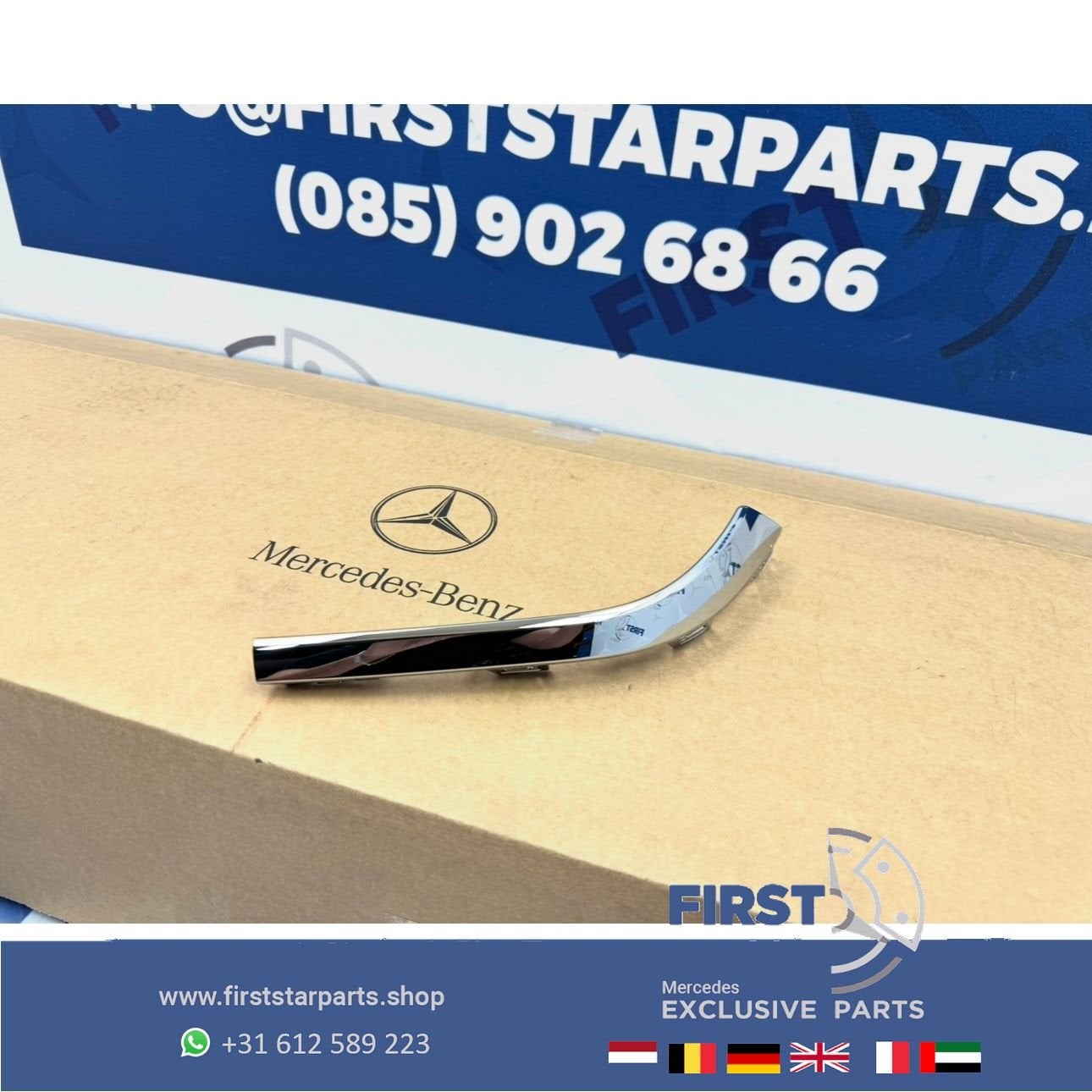 W206 BUMPER SIERLIJST CHROOM ACHTERZIJDE A2068853904 ACHTERB, Gebruikt, -, Ophalen of Verzenden, Bumper