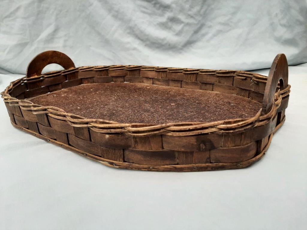 Vintage bruin dienblad, Huis en Inrichting, Ophalen of Verzenden, Gebruikt, Ovaal, Hout