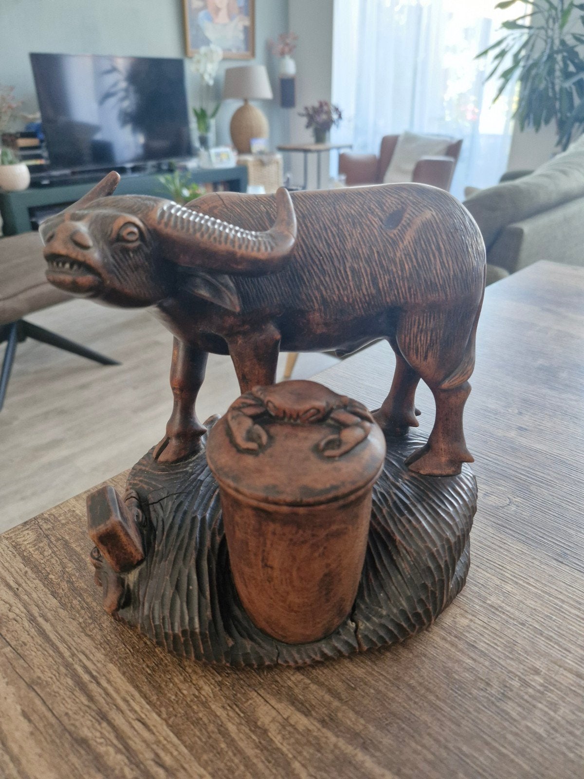 mooi Aziatisch waterbuffel snijwerk., Ophalen of Verzenden