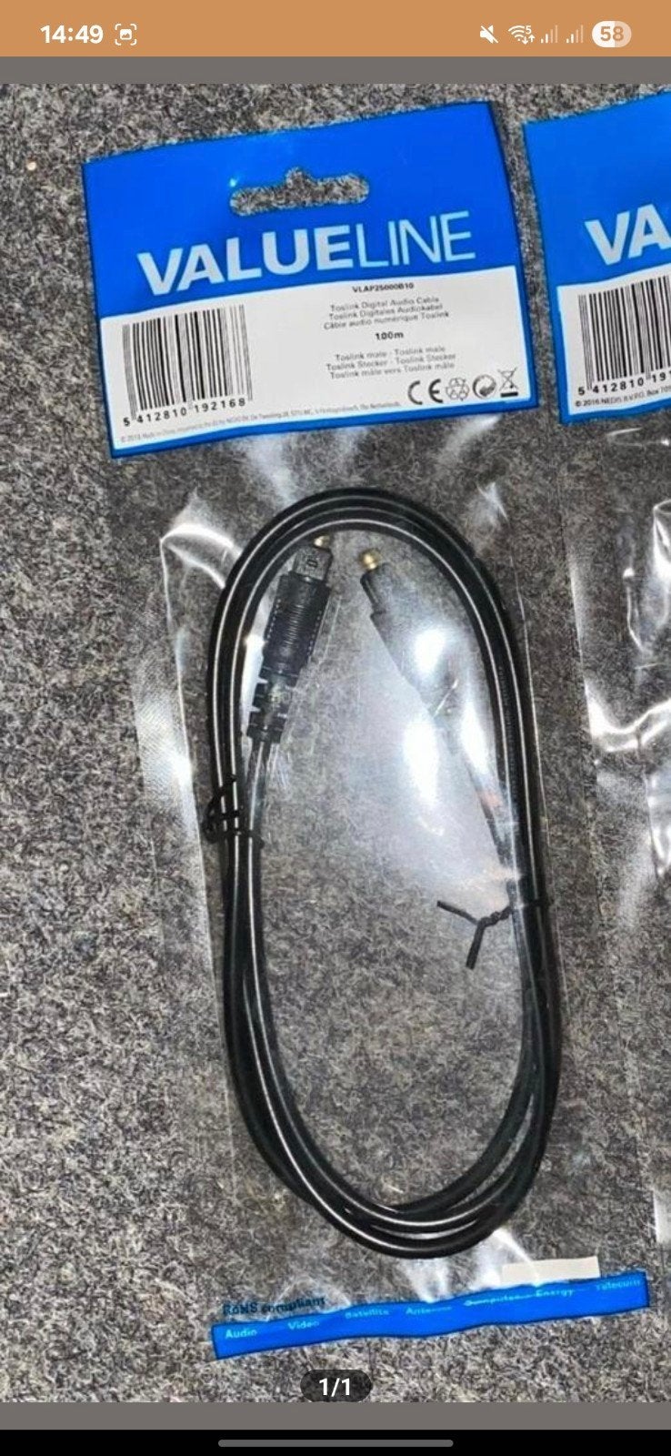 Optische Kabel Toslink Digitaal Audio 1m, Audio, Tv en Foto, Audiokabels en Televisiekabels, Ophalen of Verzenden, Nieuw, 10 meter of meer