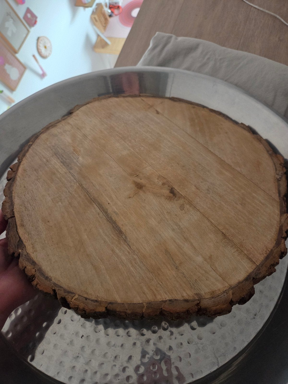 Boomstam plateau, Huis en Inrichting, Ophalen, Rond, Hout