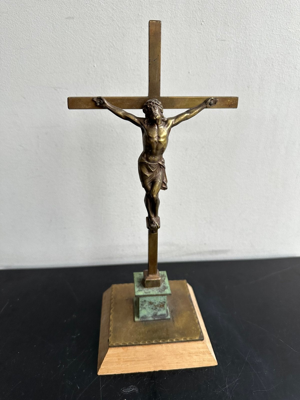 Oud koper / brons Kruisbeeld 28 cm, Ophalen of Verzenden