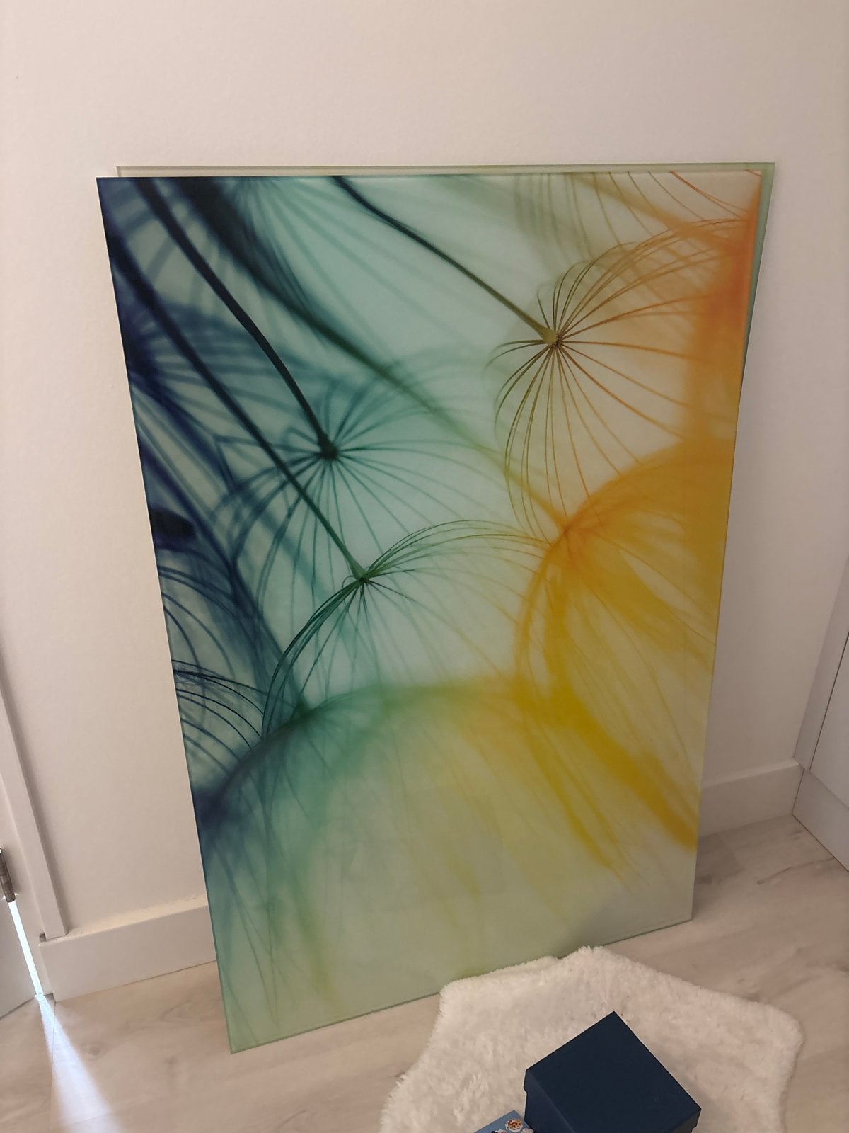 Glazen wanddecoratie met paardenbloemmotief, Ophalen, Glas, Ophangklaar, Bloemen