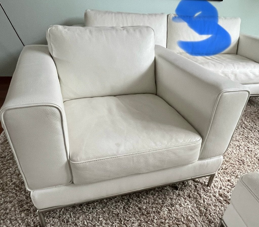 IKEA Arild fauteuil wit leer (fauteuil 3), Ophalen, Gebruikt, 75 tot 100 cm, 75 tot 100 cm