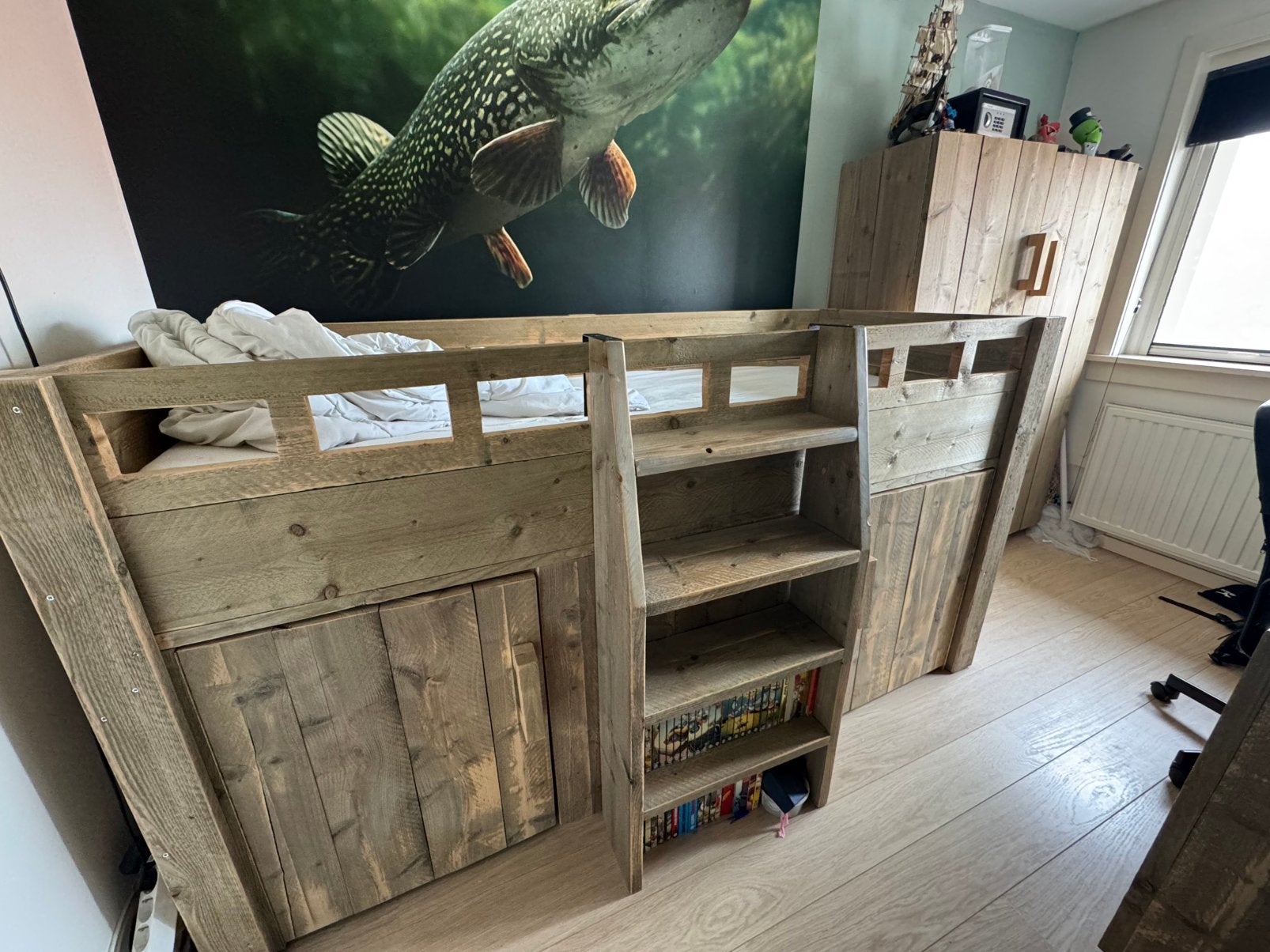Mooie kinderkamer van steigerhout!, Kinderen en Baby's, Kinderkamer | Complete kinderkamers, Ophalen, Zo goed als nieuw, Jongetje of Meisje