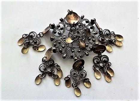 Prachtige antieke Noorse Sølje broche, 925 Meesterteken SV, Ophalen, Zilver, Broche