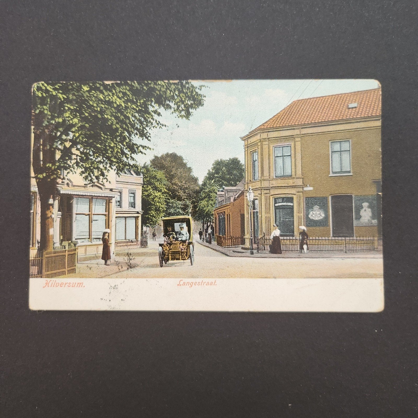 Oude Ansichtkaart Hilversum Langestraat - Gelopen, Ophalen of Verzenden, Voor 1920, Gelopen, Noord-Holland