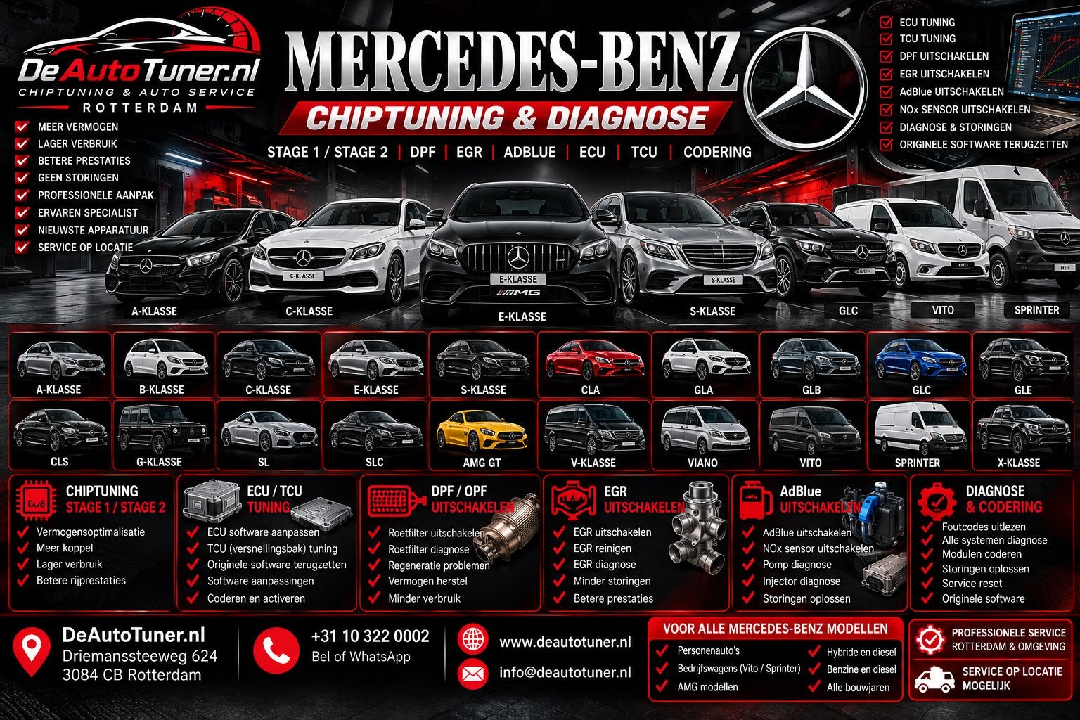Mercedes Chiptuning ECU EGR DPF OPF ADBLUE UITSCHAKELEN, Auto diversen, Ophalen of Verzenden
