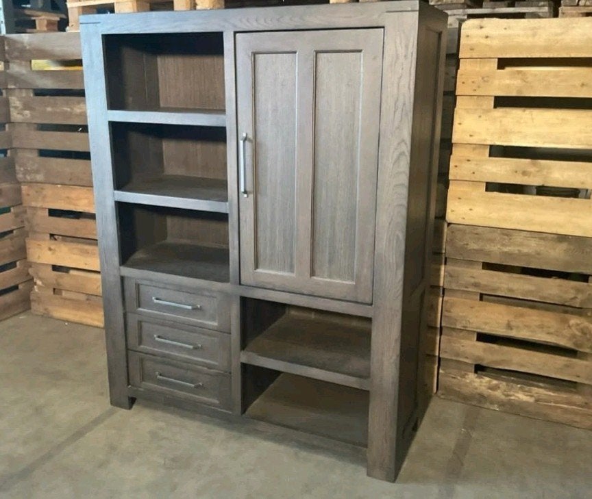 Nieuw Eikenhout Meubelset Tafel, eettafel,kast en dressoir, Ophalen, Met deur(en), Modern, Strak, 100 tot 150 cm