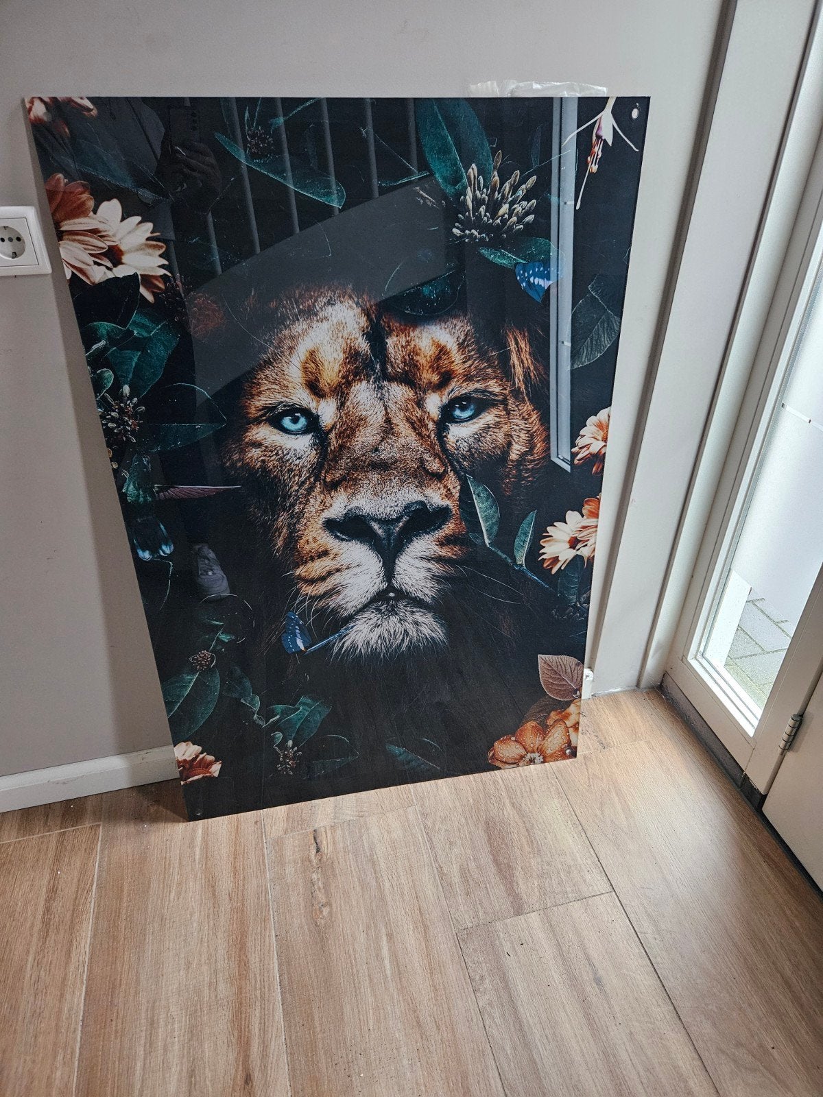 Prachtige Leeuwenprint op Glas - Zo goed als nieuw, Ophalen, 75 – 100, 50 tot 75 cm, Print
