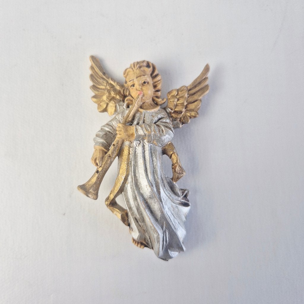Vintage Fontanini Kerstengel met Hoorn, Gebruikt, Verzenden, NVT: Vintage item, Zie omschrijving