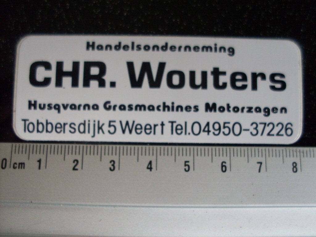 sticker Chr. Wouters weer Husqvarna grasmachines motorzagen, Verzenden, Zo goed als nieuw, Bedrijf of Vereniging