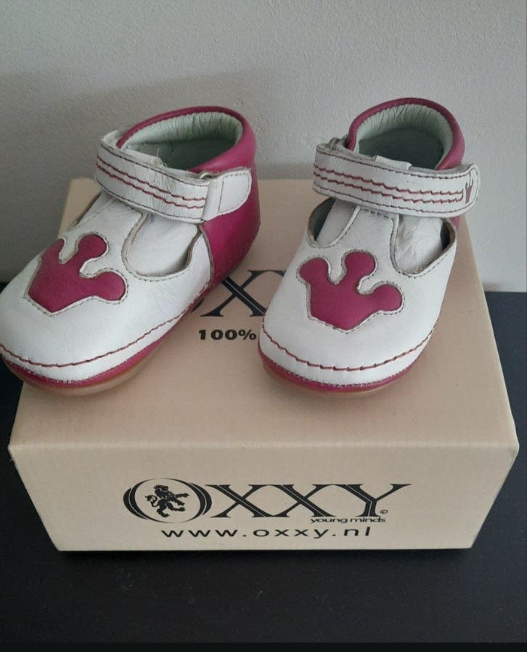 Nieuwe OXXY babyschoentjes wit/fuchsia maat 18, Schoentjes, Meisje, Nieuw, Ophalen of Verzenden