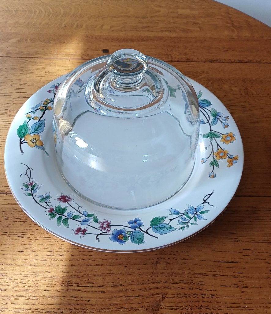 Decoratieve stolp met bloemenmotief schaal, Ophalen of Verzenden, Zo goed als nieuw, Inclusief decoratie, Glas