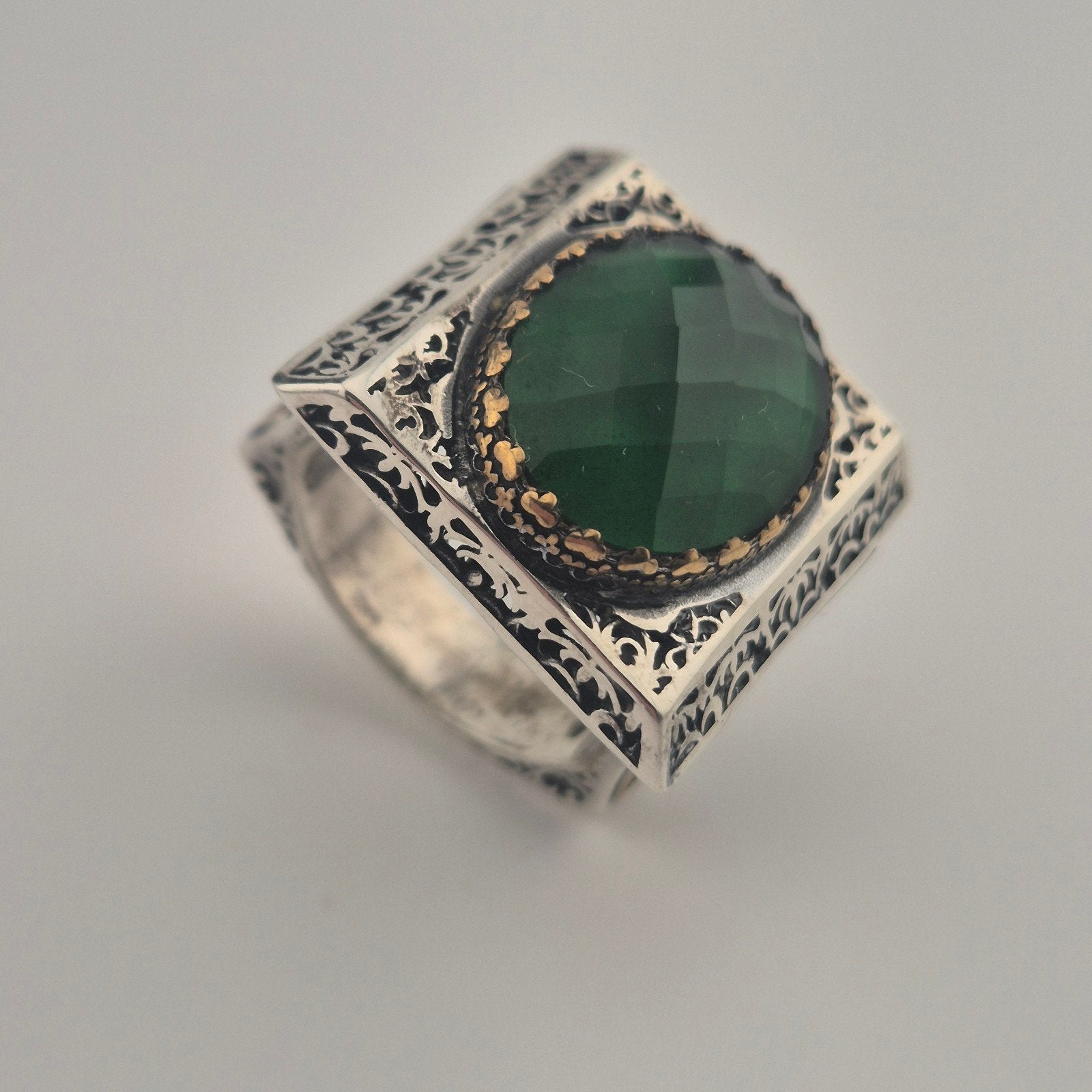 925 Sterling Zilveren Ottomaanse Zegelring | L27, Sieraden, Tassen en Uiterlijk, Verzenden, Zo goed als nieuw, 17 tot 18, Dame